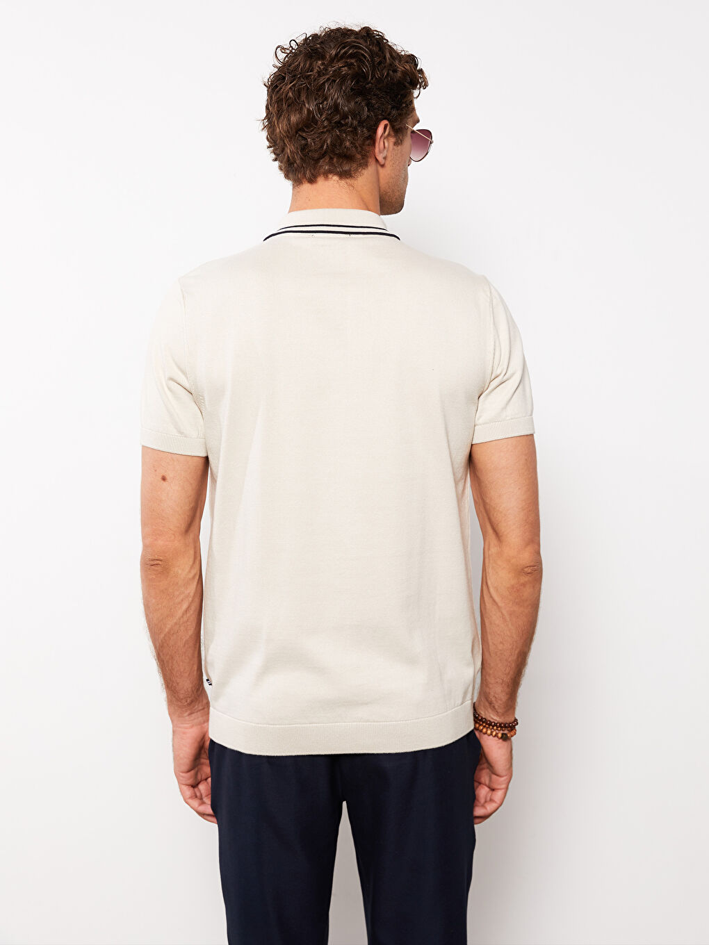 Polo Neck Short Sleeve Men's Knitwear Sweater-4