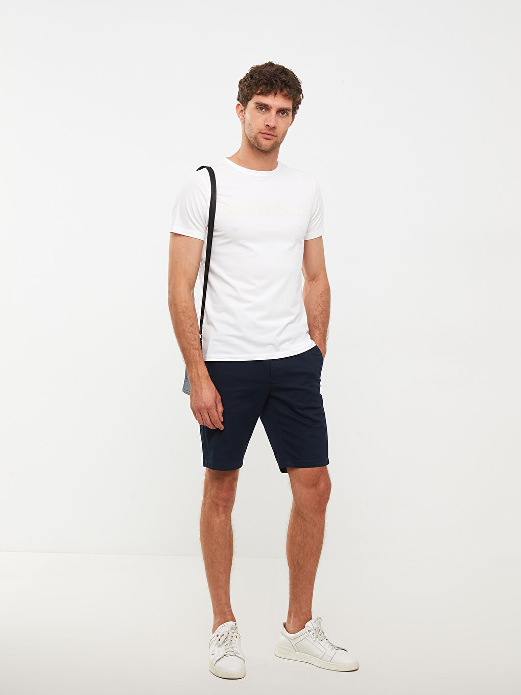 SOUTHBLUE Crew Neck Short Sleeve Printed Combed Cotton Men's T-shirt -S2J218Z8-Q6K