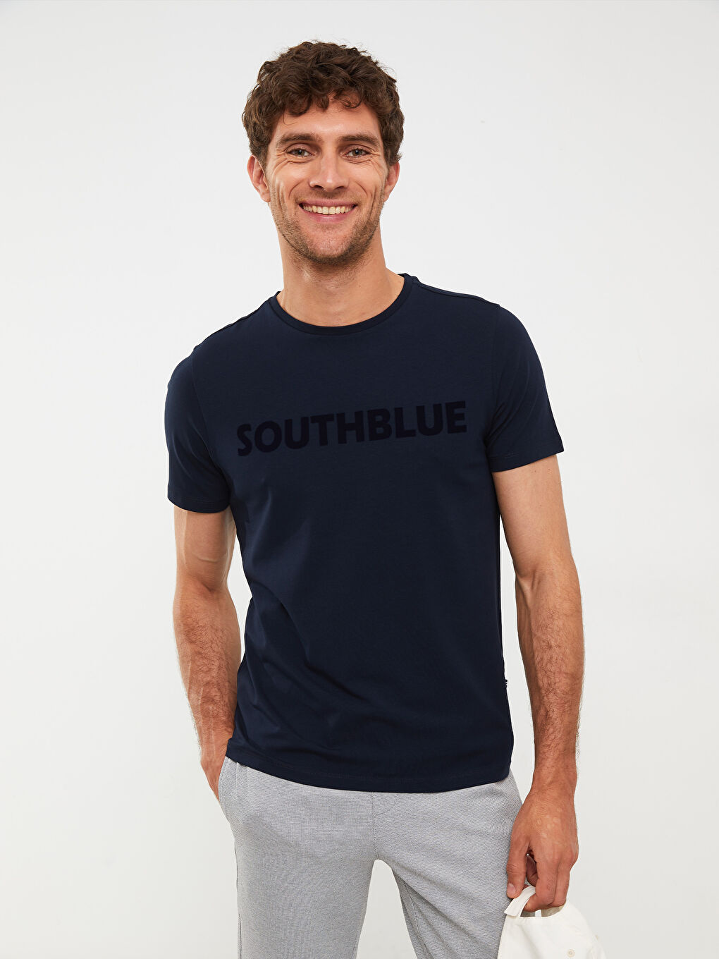 SOUTHBLUE Crew Neck Short Sleeve Printed Combed Cotton Men's T-shirt -S2J218Z8-S9P