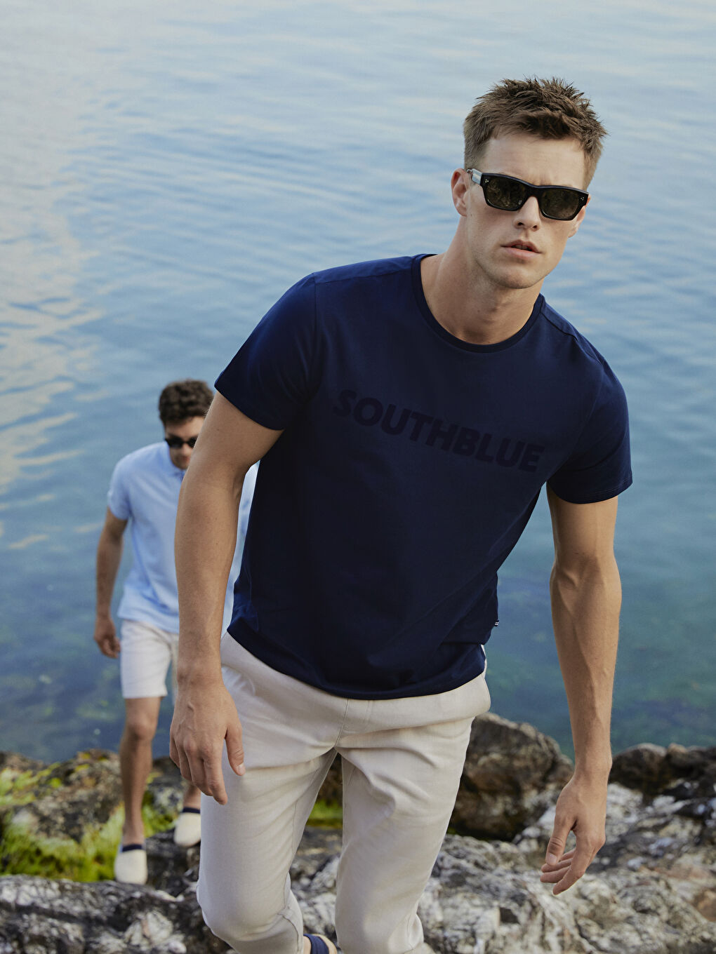 SOUTHBLUE Crew Neck Short Sleeve Printed Combed Cotton Men's T-shirt -S2J218Z8-S9P
