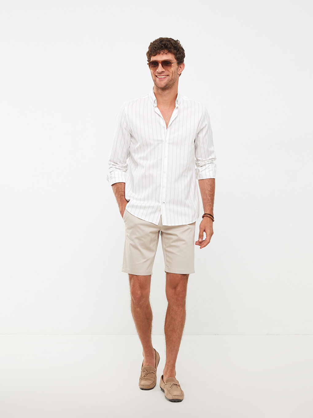 Bej Standart Kalıp Erkek Şort