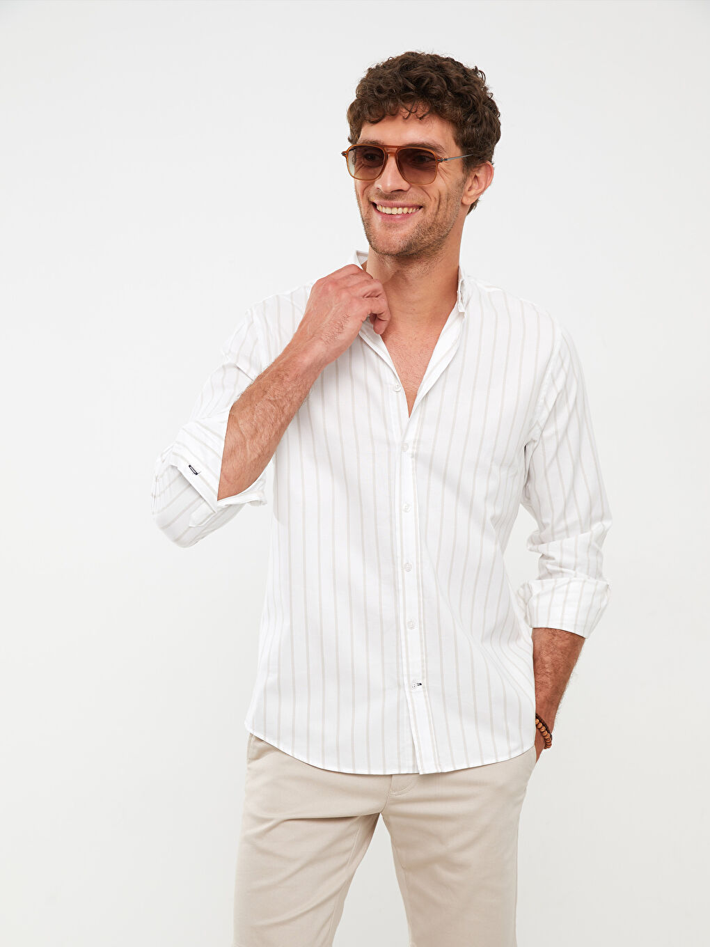 Bej Standart Kalıp Erkek Şort-1