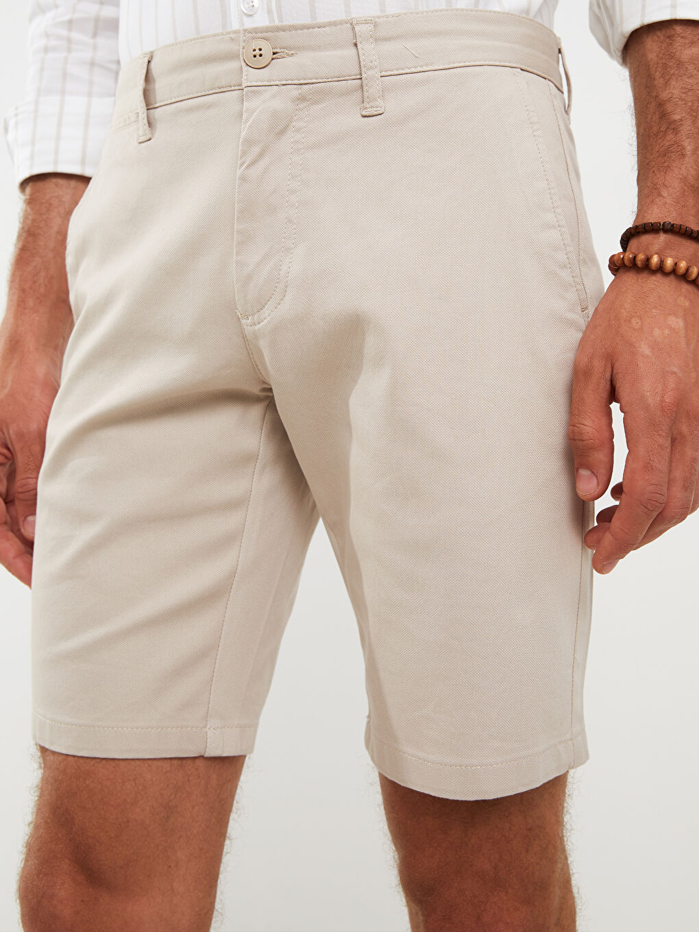 Bej Standart Kalıp Erkek Şort-3