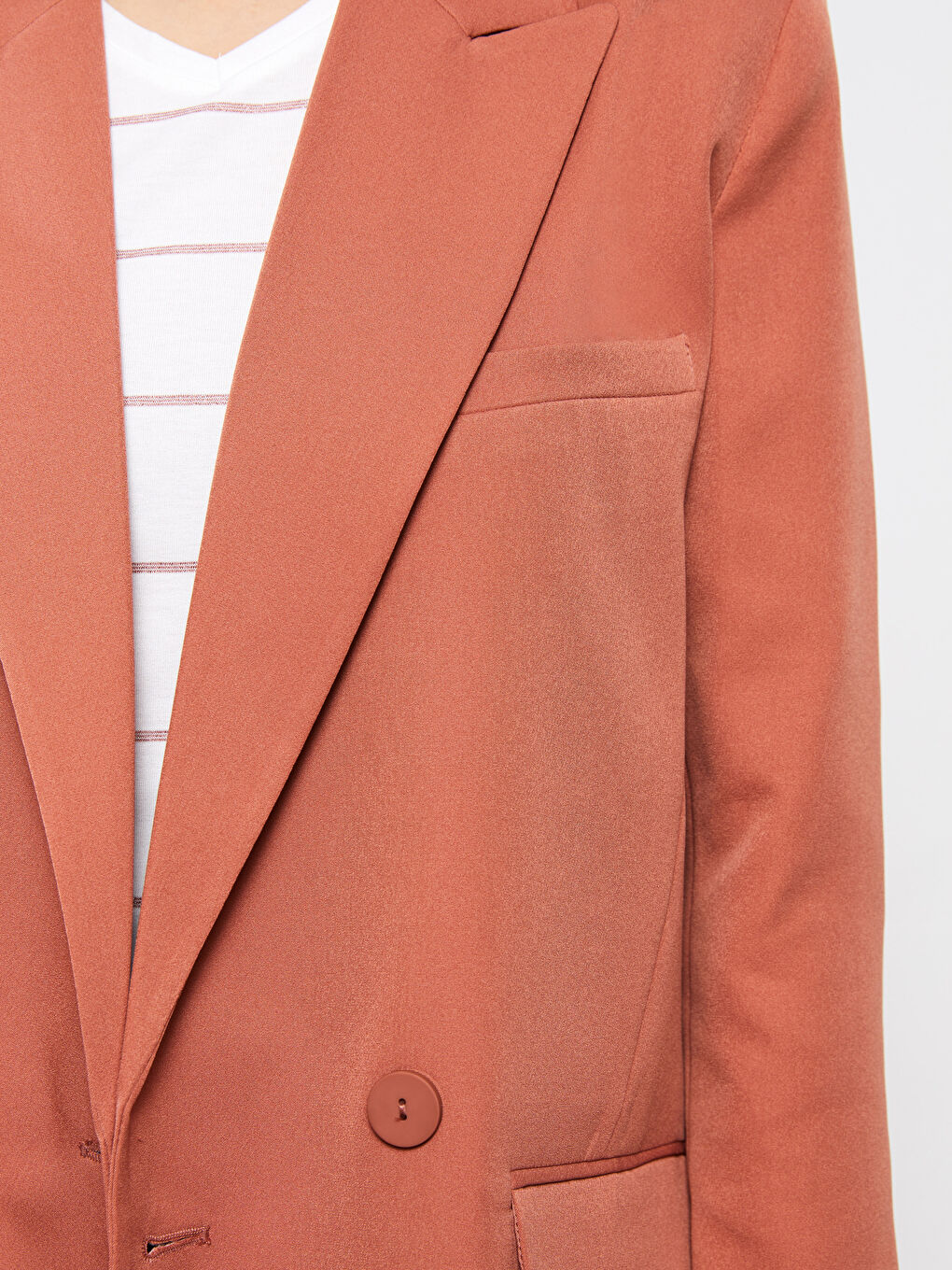 Прямой пиджак с длинным рукавом и застежкой на пуговицах для женщин-3