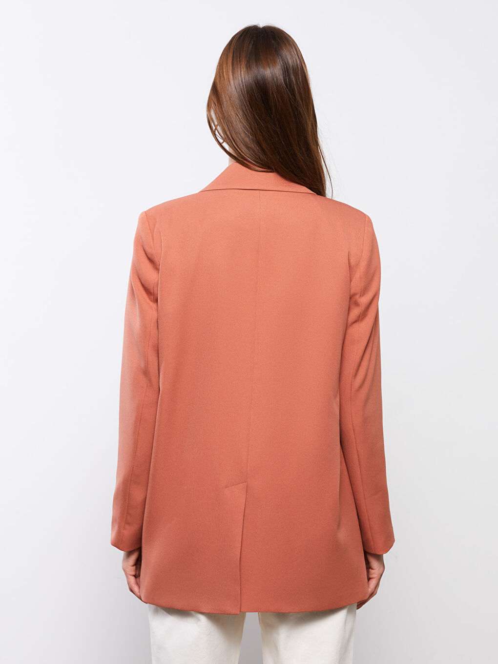 Прямой пиджак с длинным рукавом и застежкой на пуговицах для женщин-4