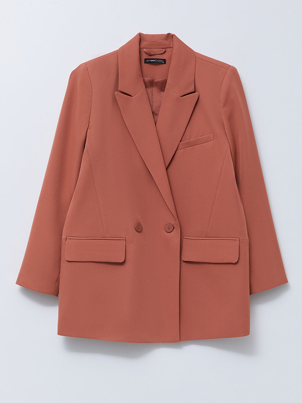 Прямой пиджак с длинным рукавом и застежкой на пуговицах для женщин-5