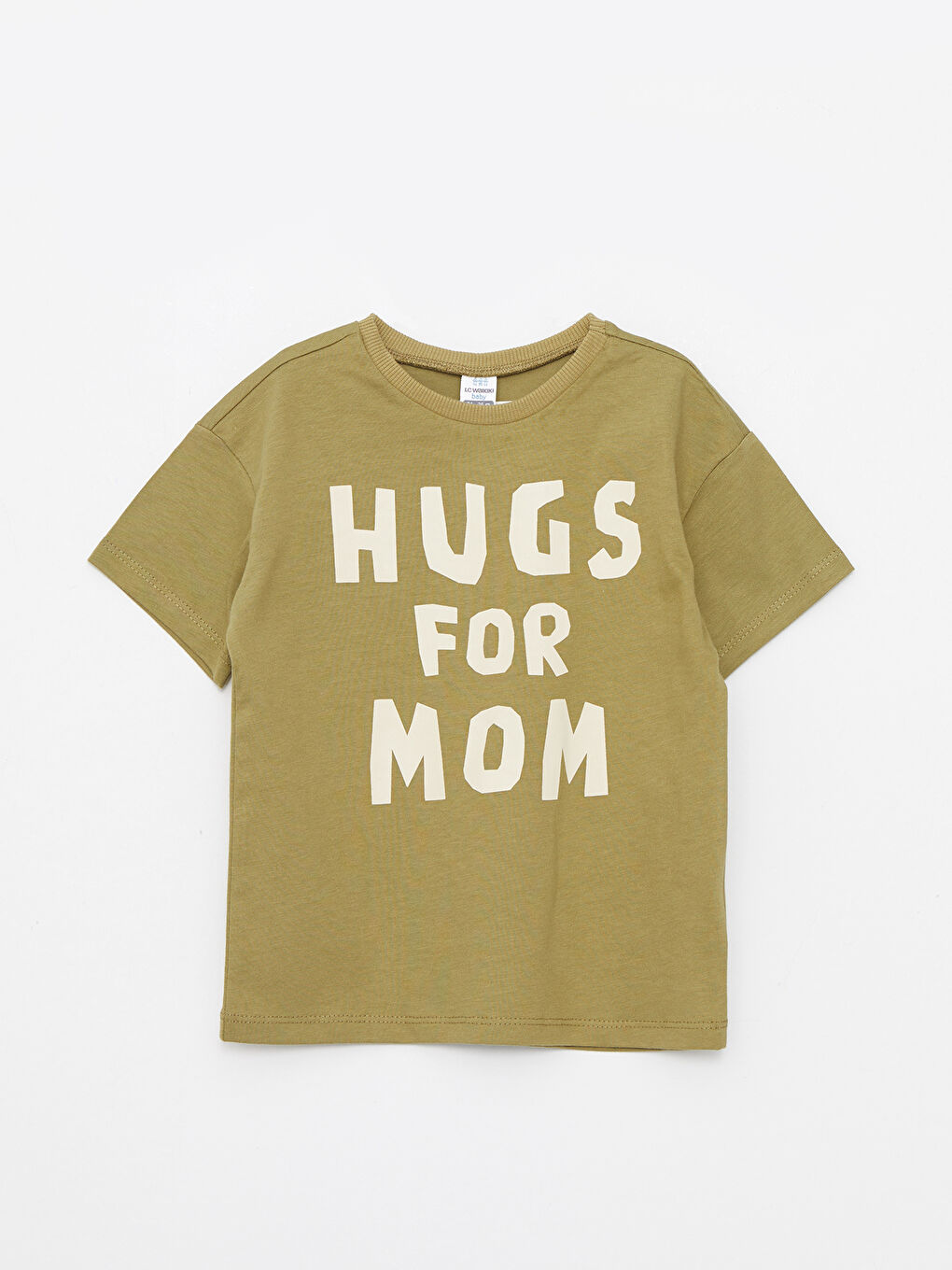 Haki Bisiklet Yaka Kısa Kollu Baskılı Pamuklu Erkek Bebek Tişört ve Pantolon 3'lü Takım-1