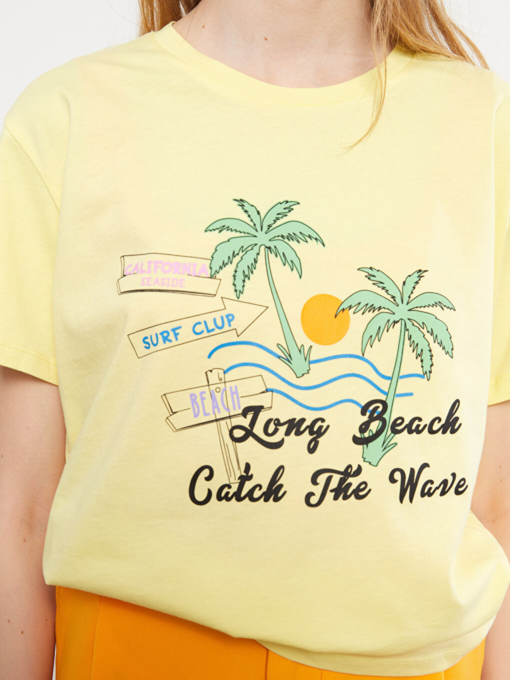 Футболка с круглым вырезом, с принтом, с коротким рукавом, из хлопка, для женщин-3