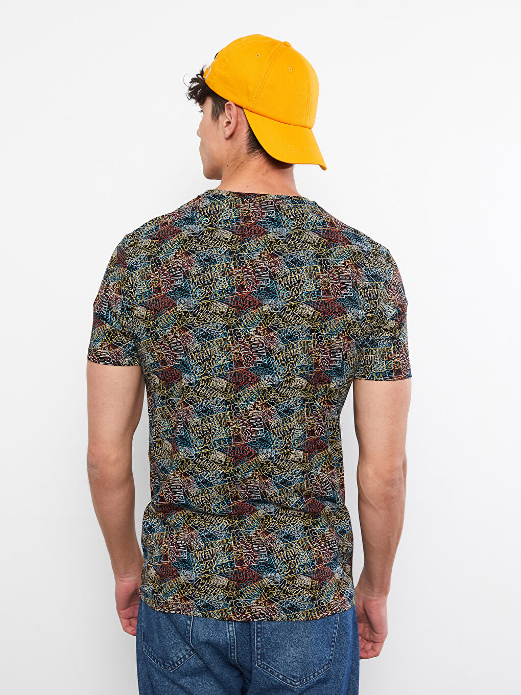 Crew Neck Short Sleeve Marvel Printed Combed Cotton Men's T-Shirt -S2J277Z8-CVL