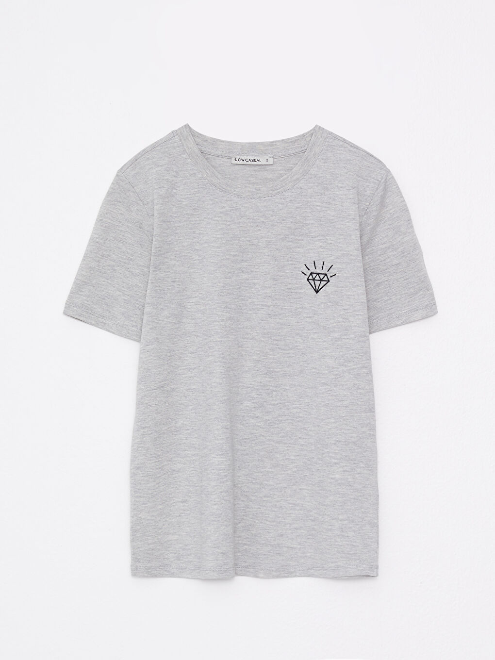 تي شيرت سادة بياقة دائرية بأكمام قصيرة للسيدات-5