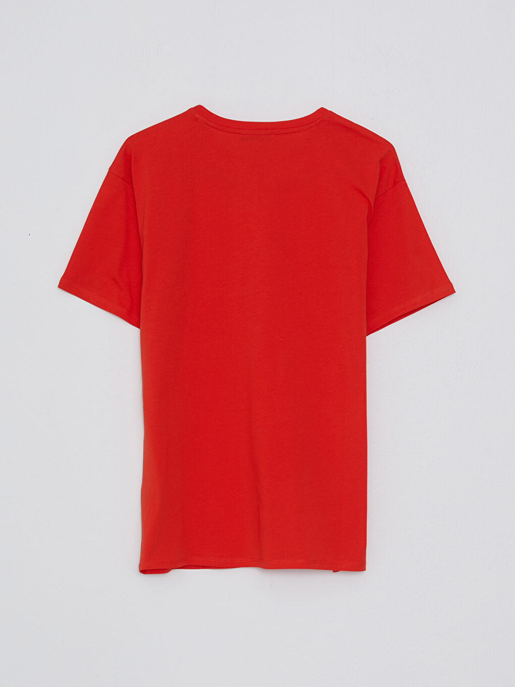 Turuncu Bisiklet Yaka Baskılı Kısa Kollu Pamuklu Kadın Tişört-6