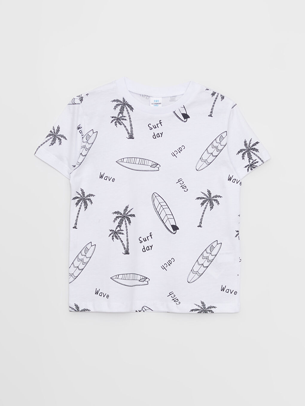 Beyaz Bisiklet Yaka Baskılı Erkek Bebek 3'lü Takım-2