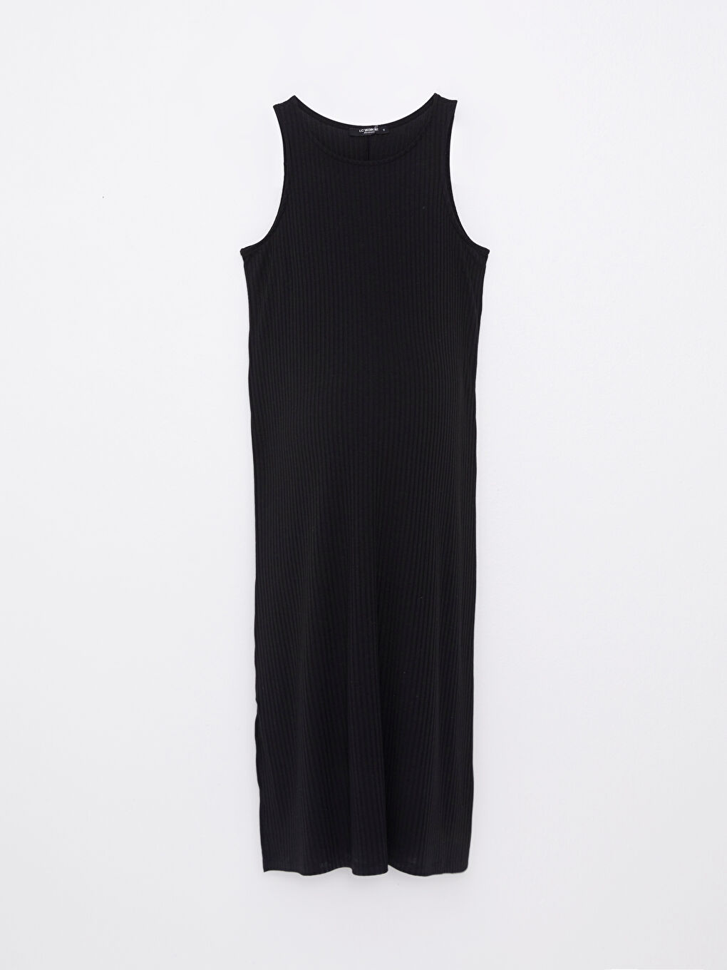 Siyah Bisiklet Yaka Düz Kolsuz Hamile Elbise-5