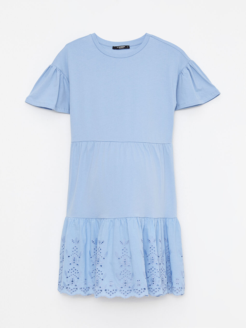 LCWAIKIKI Maternity Crew Neck Embroidered Short Sleeve Maternity Dress -S2J366Z8-GKM