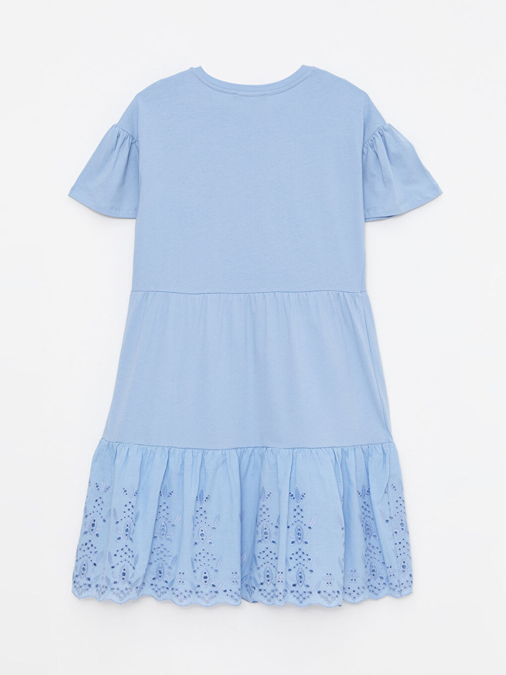 LCWAIKIKI Maternity Crew Neck Embroidered Short Sleeve Maternity Dress -S2J366Z8-GKM
