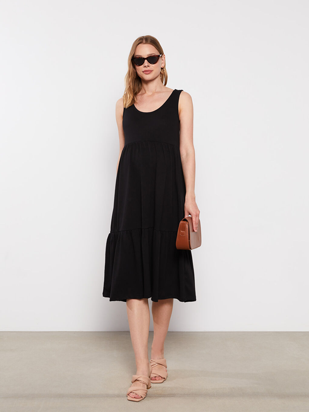 U Neck Plain Sleeveless Maternity Dress -S2J367Z8-CVL