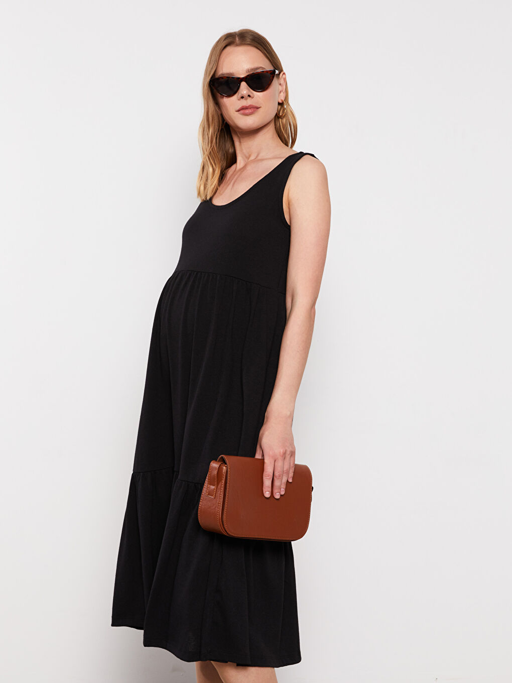 U Neck Plain Sleeveless Maternity Dress -S2J367Z8-CVL