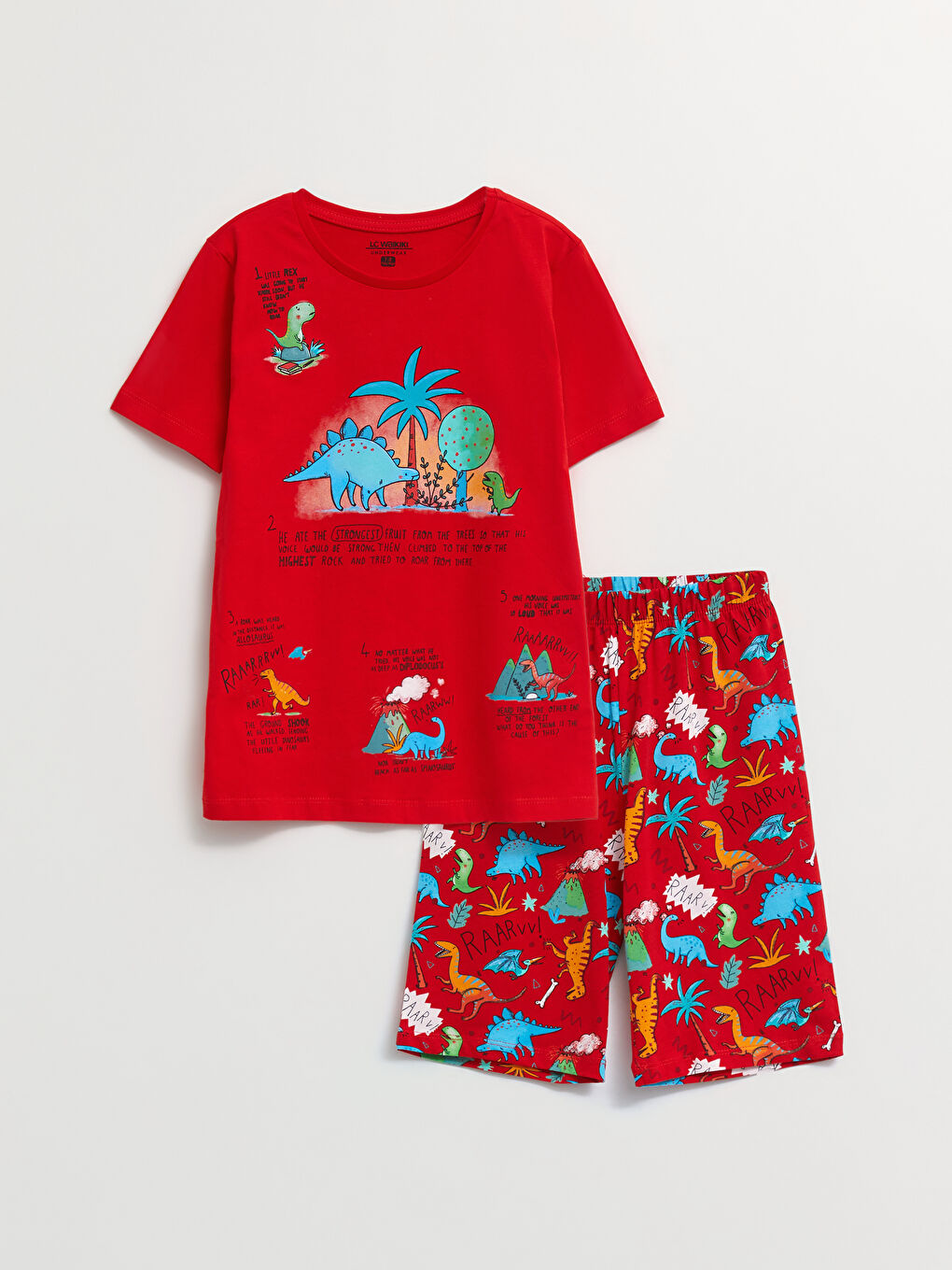 Crew Neck Printed Short Sleeve Boys' Shorts Pyjama Set-1