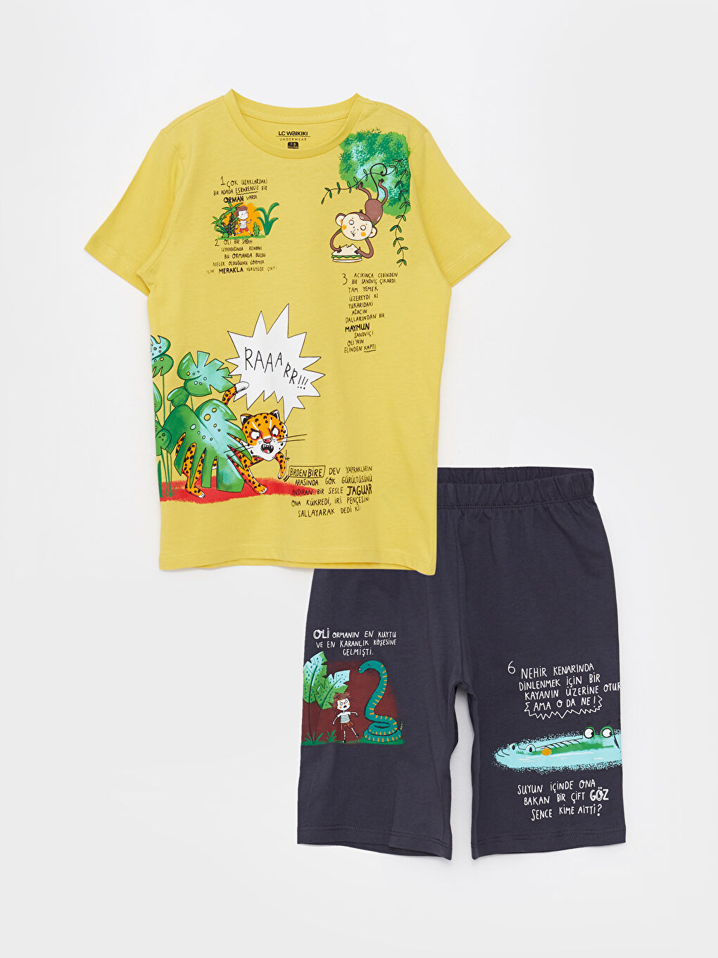 Ensemble Pyjama Court à Manches Courtes Imprimé pour Garçons Col Rond-1