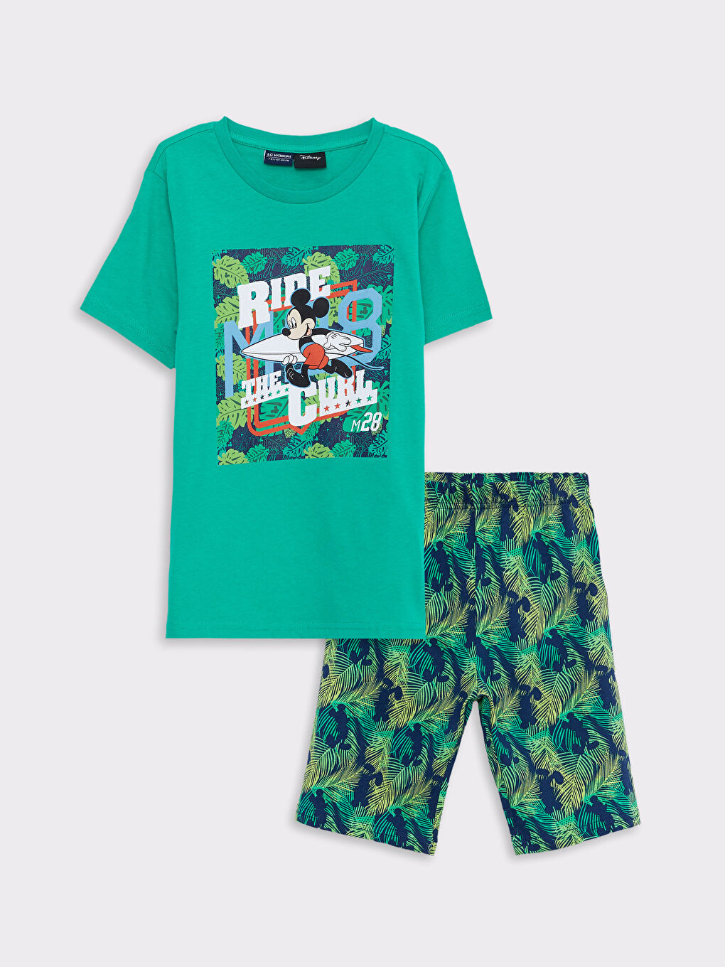 Lacivert Bisiklet Yaka Mickey Mouse Baskılı Kısa Kollu Erkek Çocuk Şortlu Pijama Takımı-4