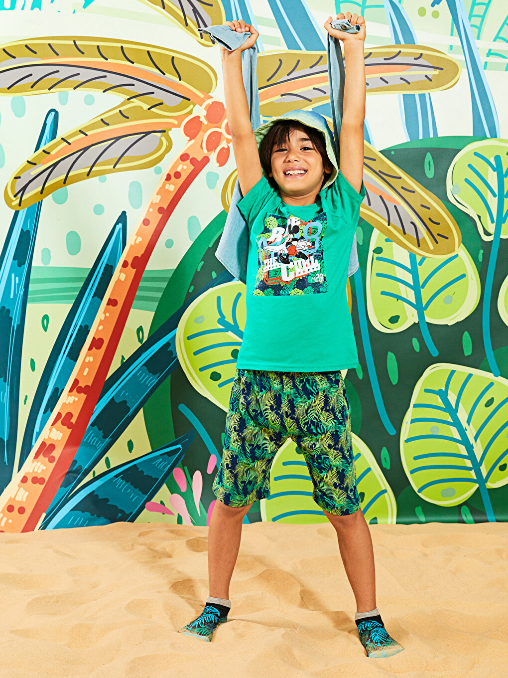 Lacivert Bisiklet Yaka Mickey Mouse Baskılı Kısa Kollu Erkek Çocuk Şortlu Pijama Takımı-2