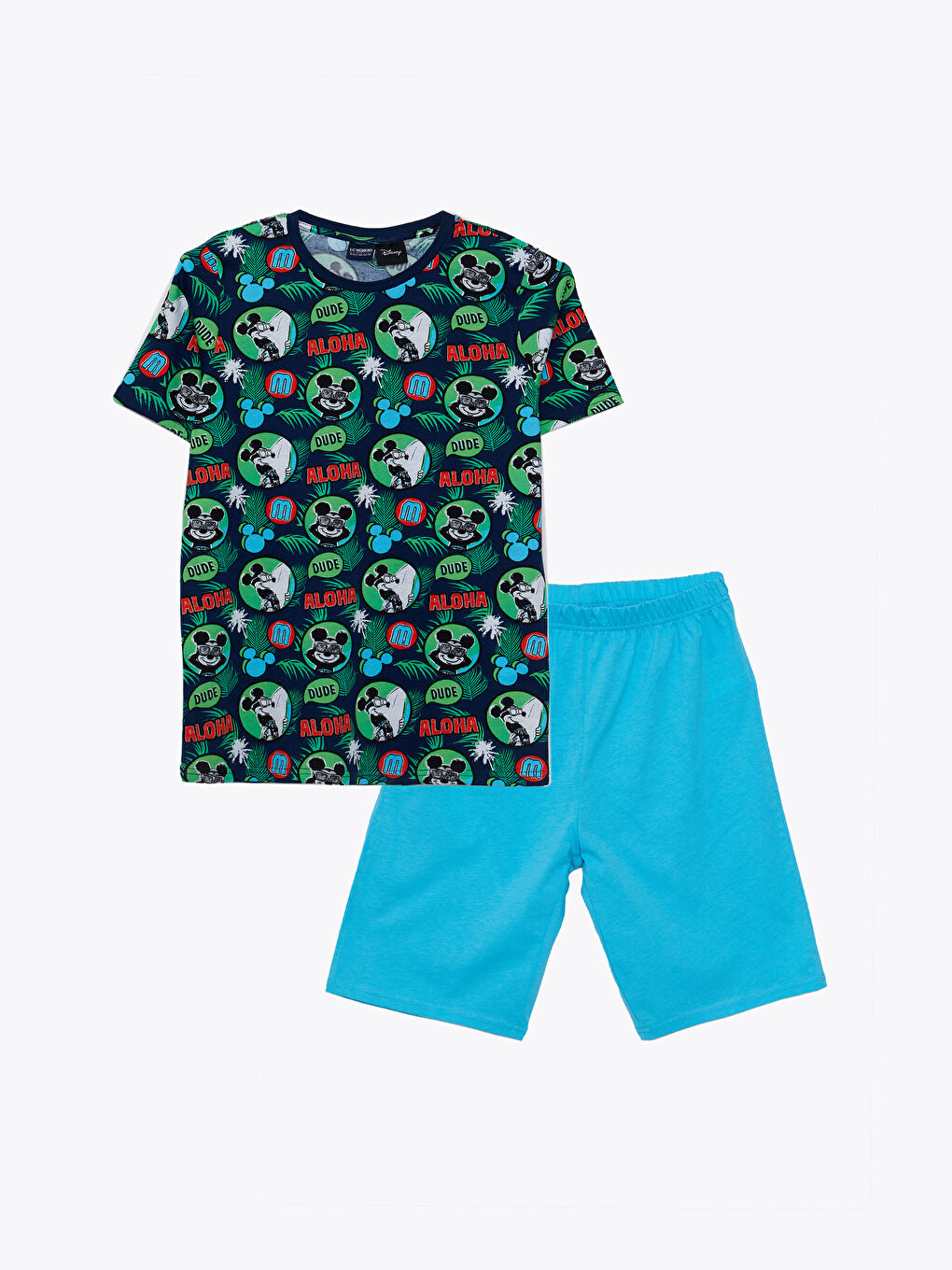 Ensemble pyjama court pour garçon à manches courtes imprimé Mickey Mouse col rond-4