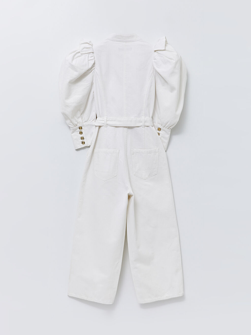 جمبسوت جينز نسائي بأكمام منتفخة وأرجل مستقيمة-8