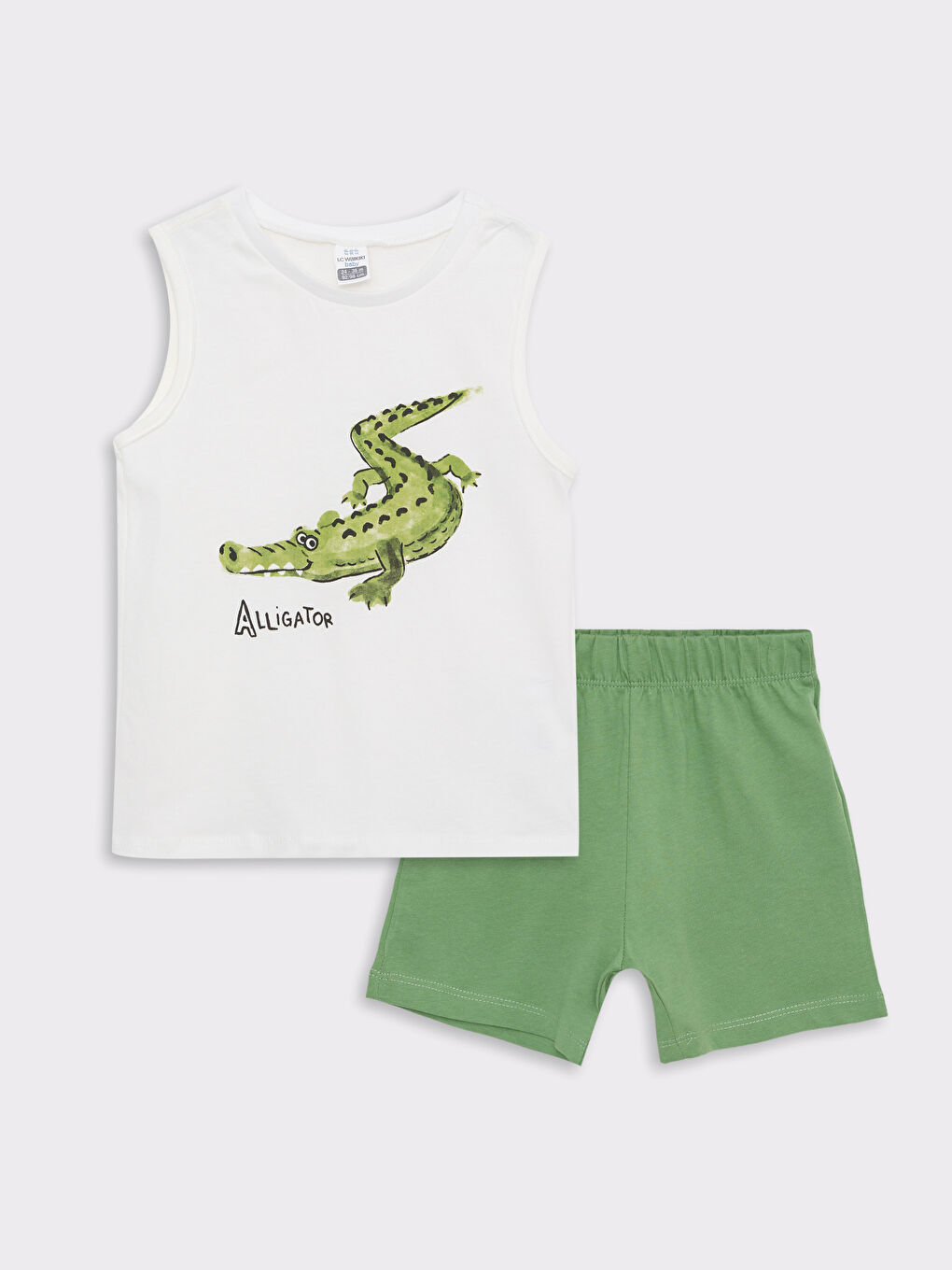 Crew Neck Printed Baby Boy Undershirt and Shorts 2-Piece Set -S2J396Z1-R9J