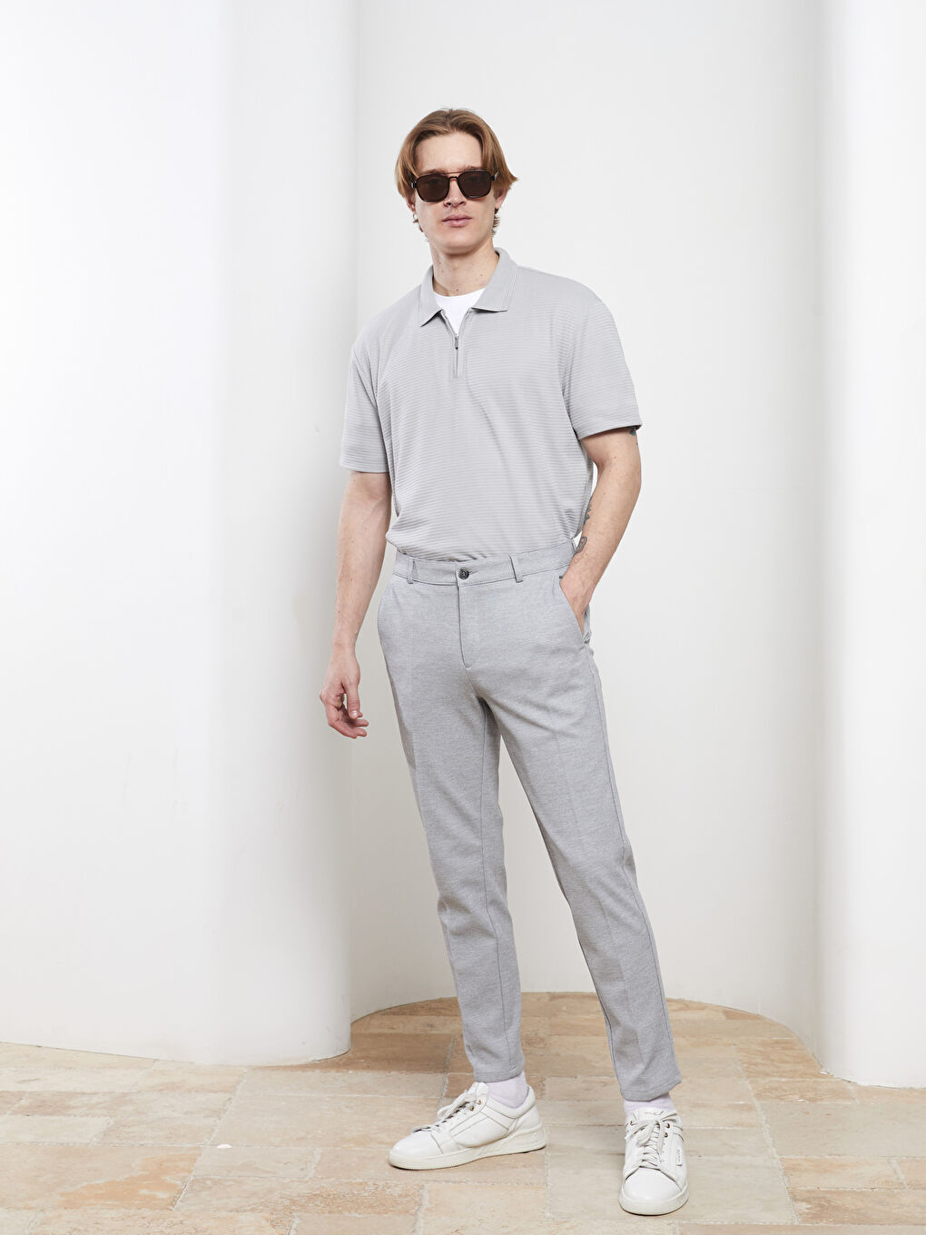 Gri Slim Fit Erkek Pantolon-1