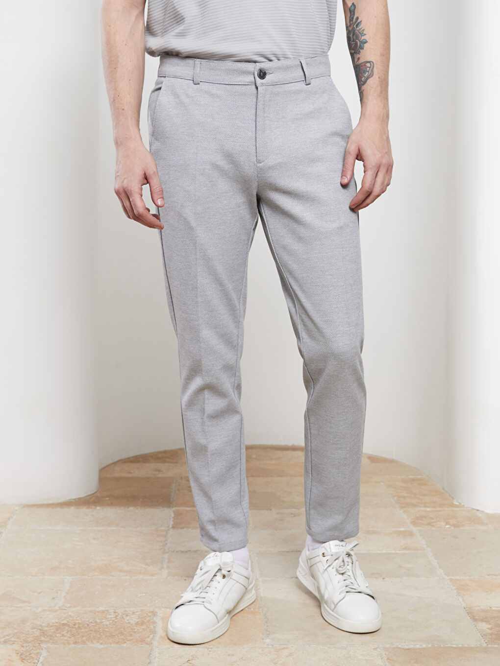 Gri Slim Fit Erkek Pantolon-2