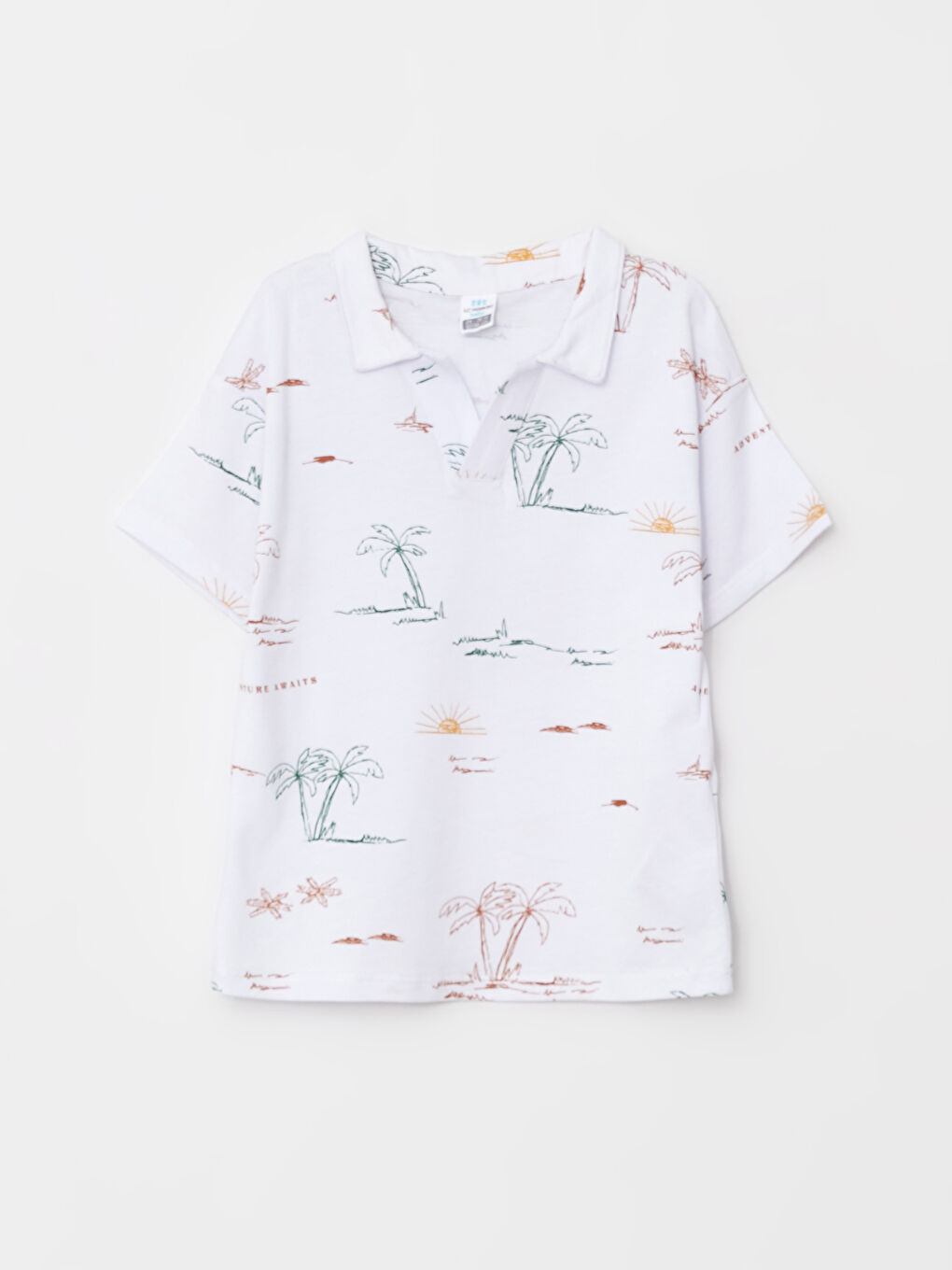 Поло жағалы қысқа жеңді принтті ұл балаға арналған футболка мен шорты 2 данадан тұратын жинақ-1