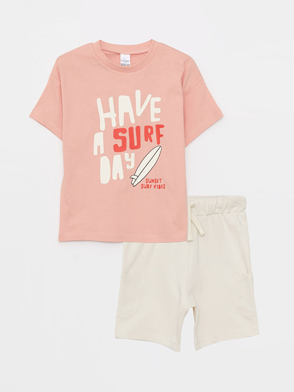 Ensemble T-Shirt et Short Bébé Garçon en Coton Imprimé à Manches Courtes et Col Rond Lot de 2