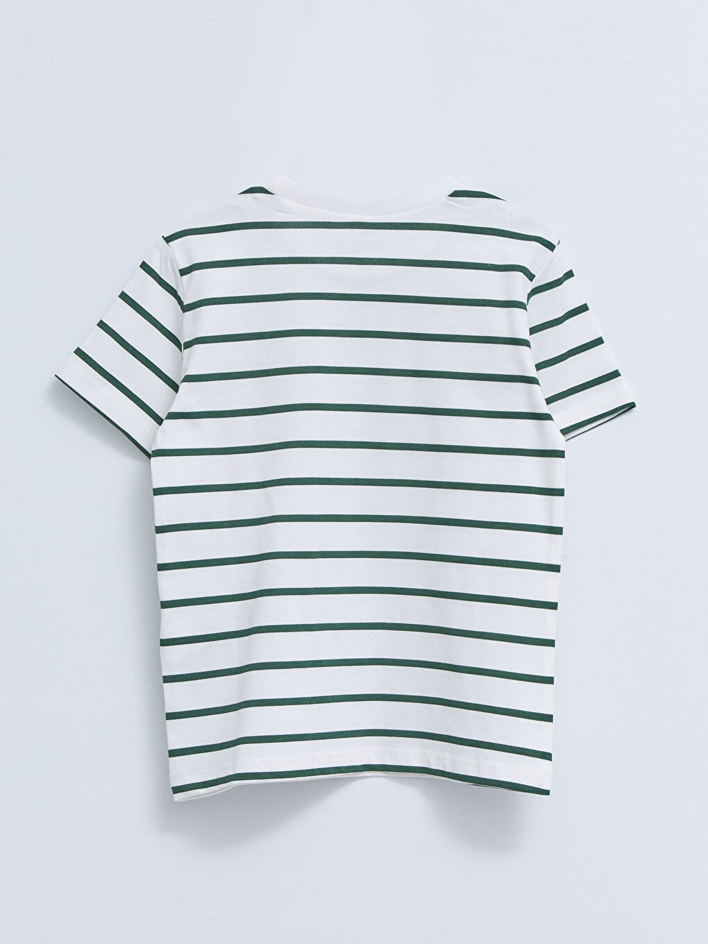 Bej Bisiklet Yaka Kısa Kollu Çizgili Erkek Bebek Tişört ve Şort 2'li Takım-2