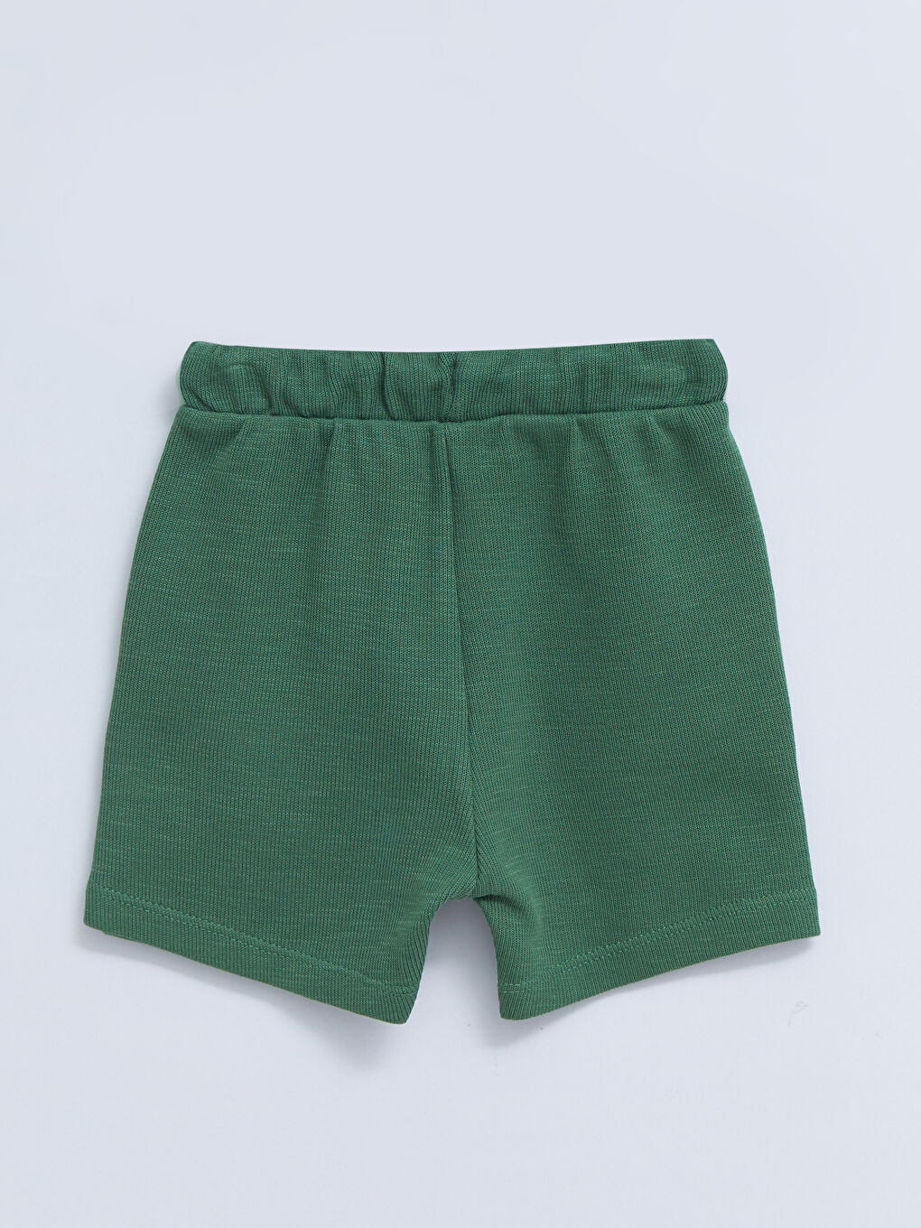 Bej Bisiklet Yaka Kısa Kollu Çizgili Erkek Bebek Tişört ve Şort 2'li Takım-4