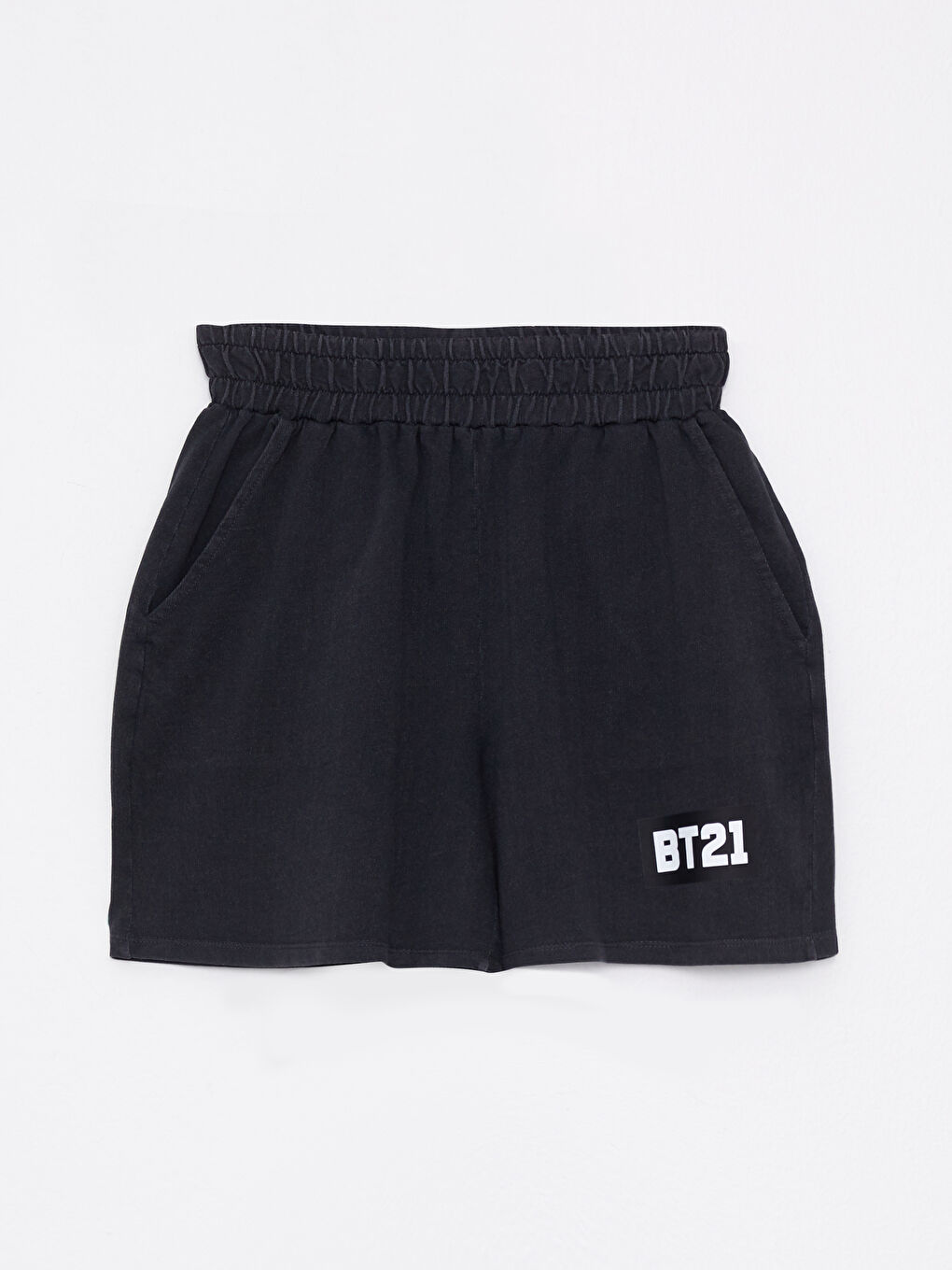 شورت برمودا مطبوع للسيدات بي تي 21 بخصر مطاطي-5