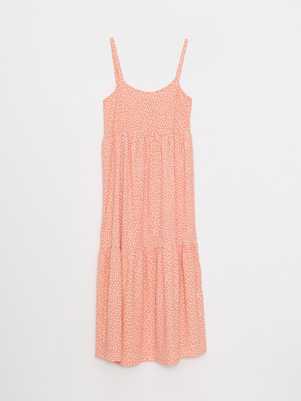 Pembe Kare Yaka Desenli Askılı Krinkle Hamile Elbise-5