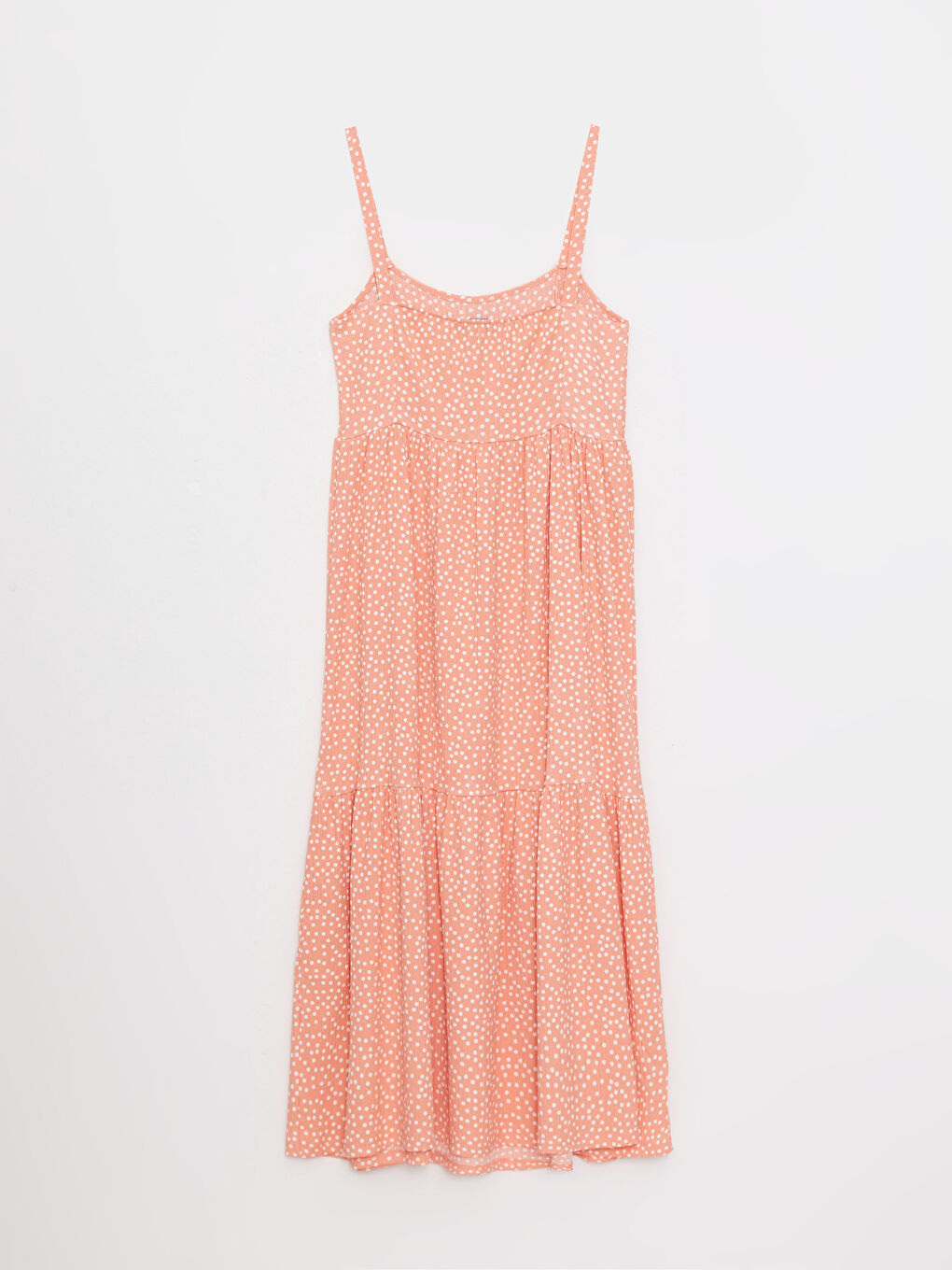 Pembe Kare Yaka Desenli Askılı Krinkle Hamile Elbise-6