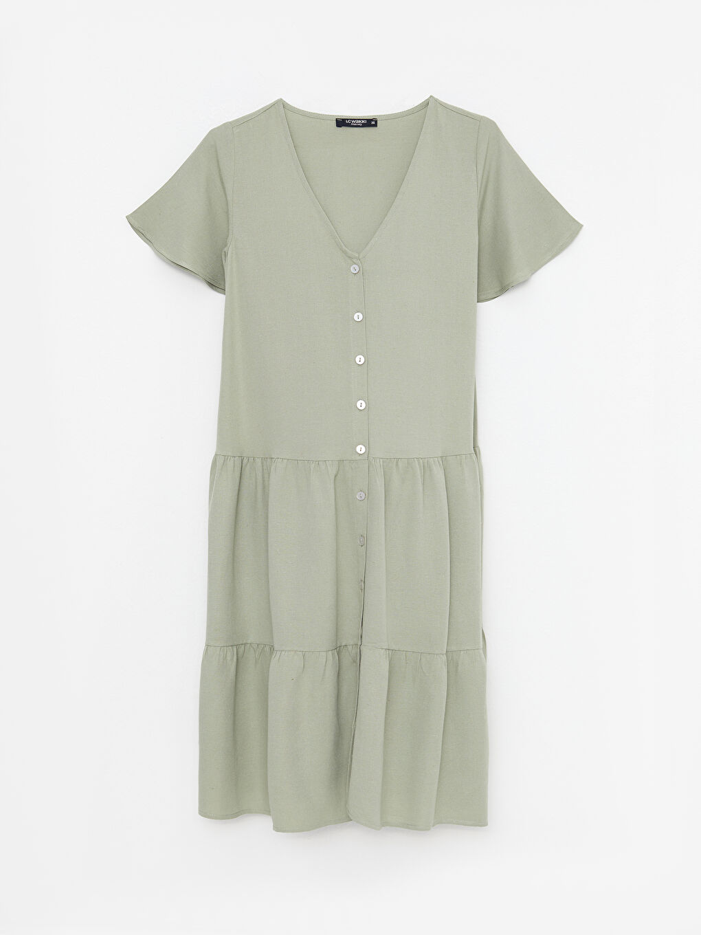 Платье для беременных с V-образным вырезом, однотонное, с коротким рукавом-5