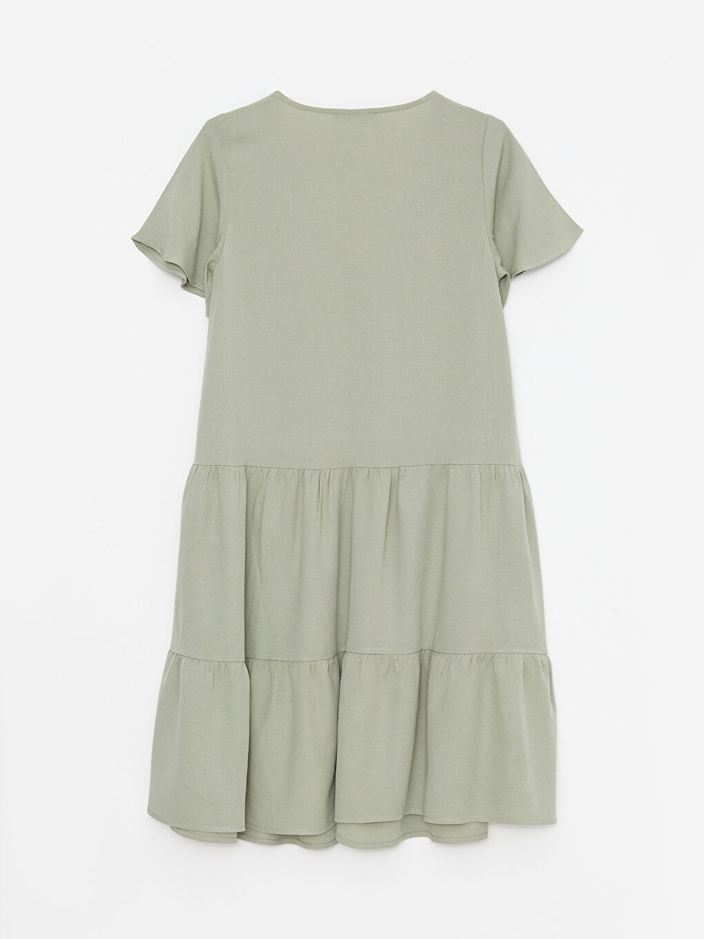 Платье для беременных с V-образным вырезом, однотонное, с коротким рукавом-6