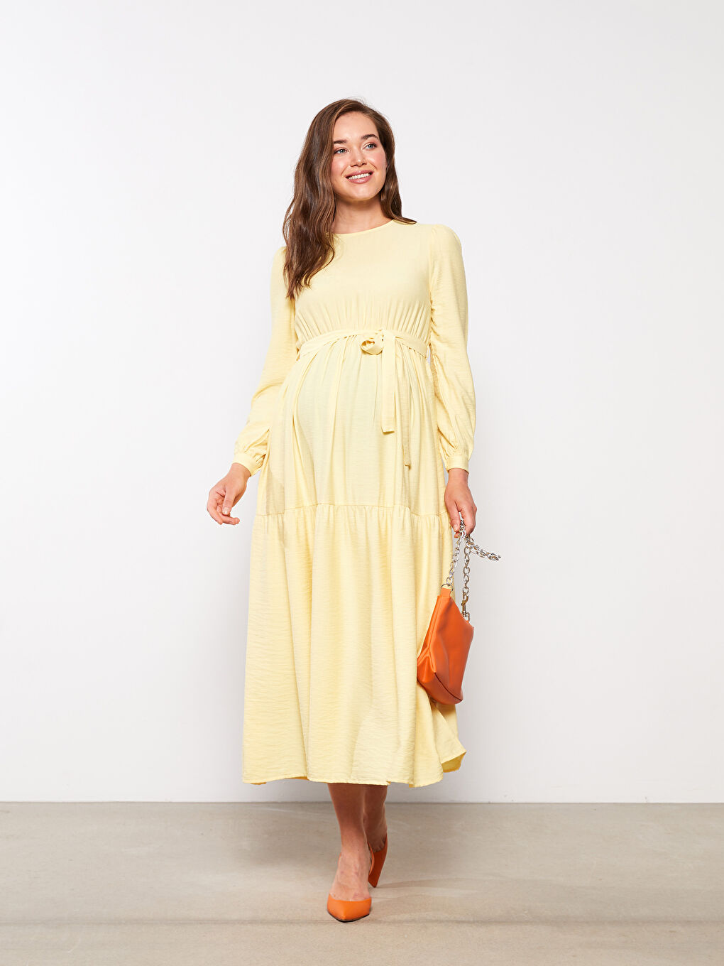 Crew Neck Regular Long Sleeve Maternity Dress -S2J434Z8-FTY