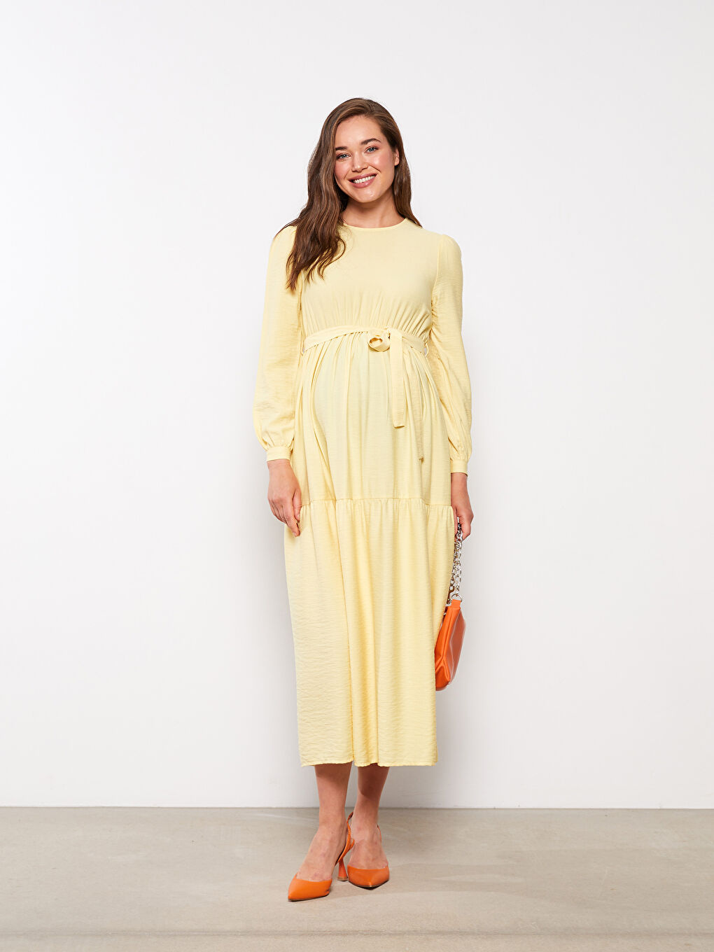 Crew Neck Regular Long Sleeve Maternity Dress -S2J434Z8-FTY