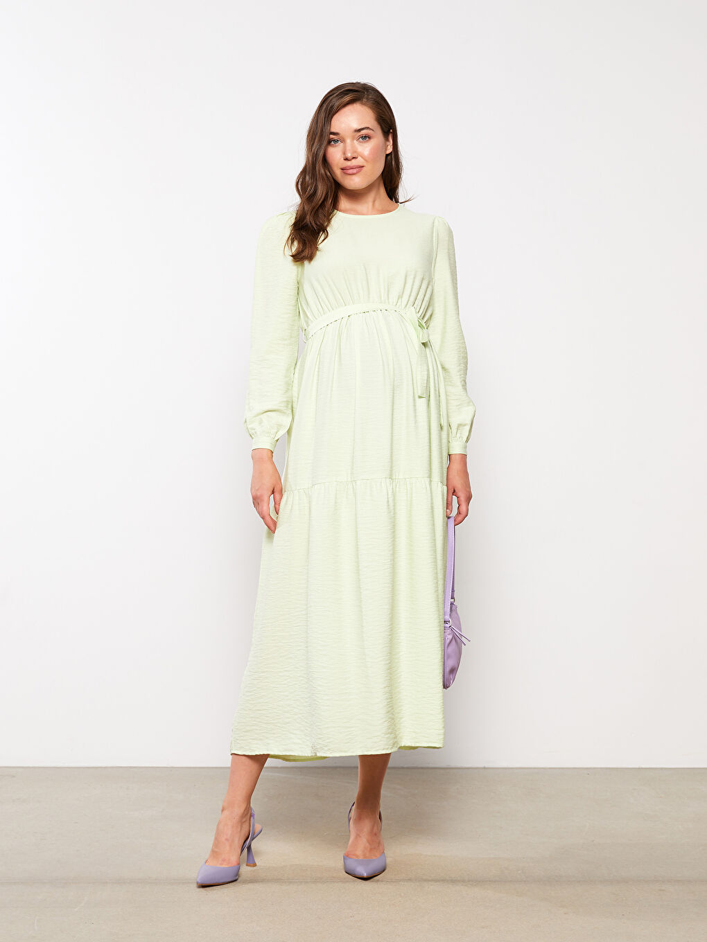 Crew Neck Regular Long Sleeve Maternity Dress -S2J434Z8-FVF