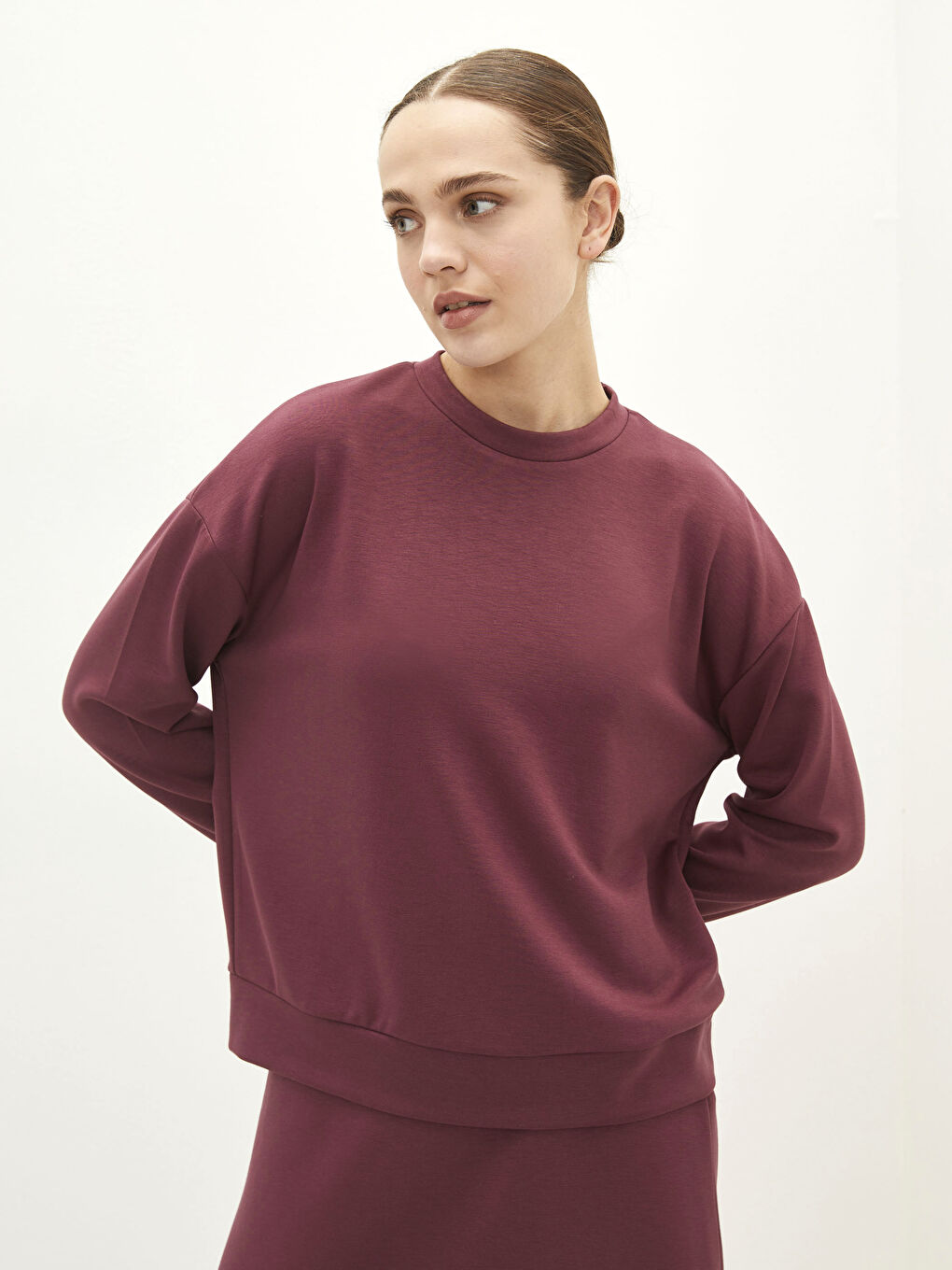 Crew Neck Plain Long Sleeve Women's Tunic