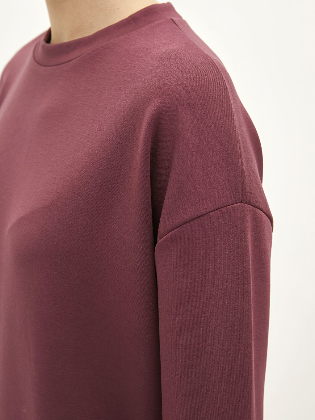 Crew Neck Plain Long Sleeve Women's Tunic-2