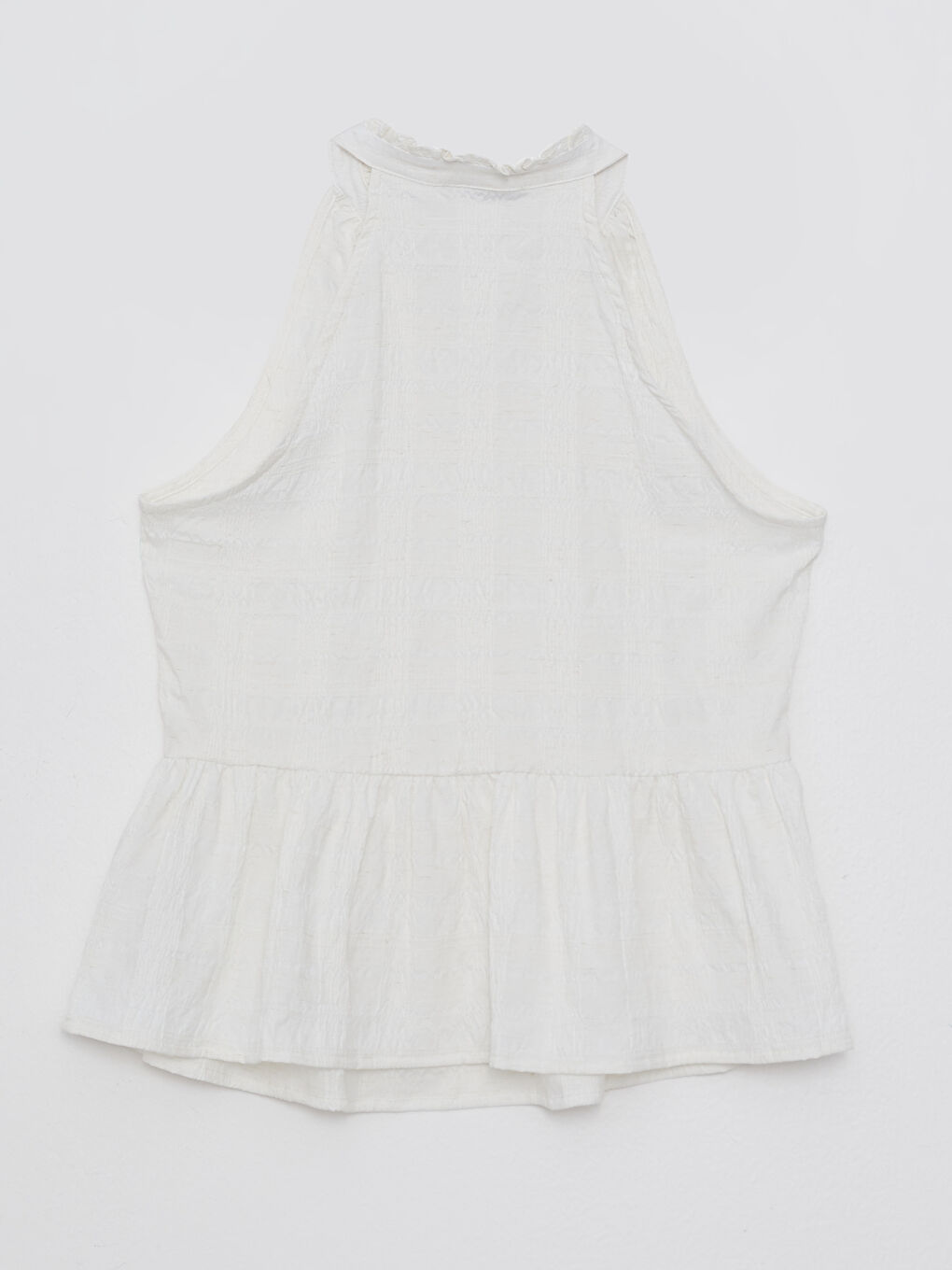 Әйелдерге арналған кең мойын өрнексіз жеңсіз блузка-6