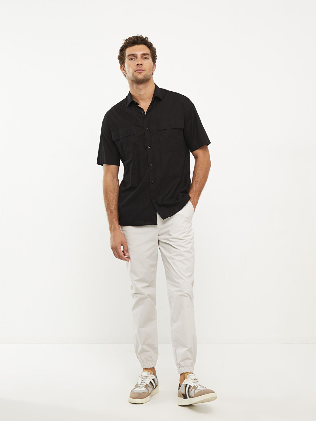 Gri Dar Kalıp Gabardin Erkek Chino Pantolon