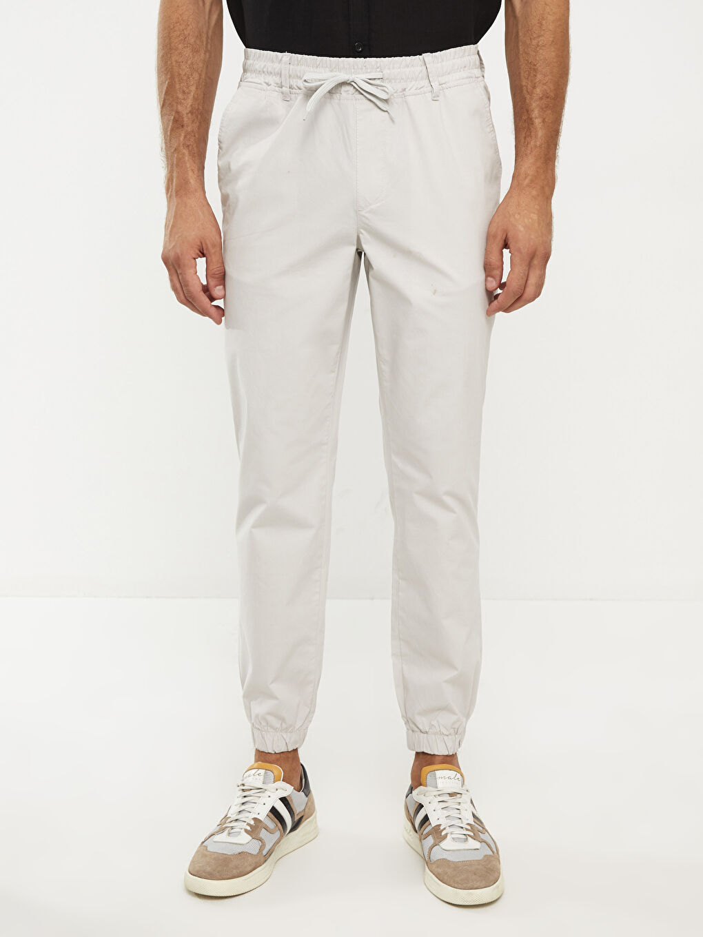 Gri Dar Kalıp Gabardin Erkek Chino Pantolon-2