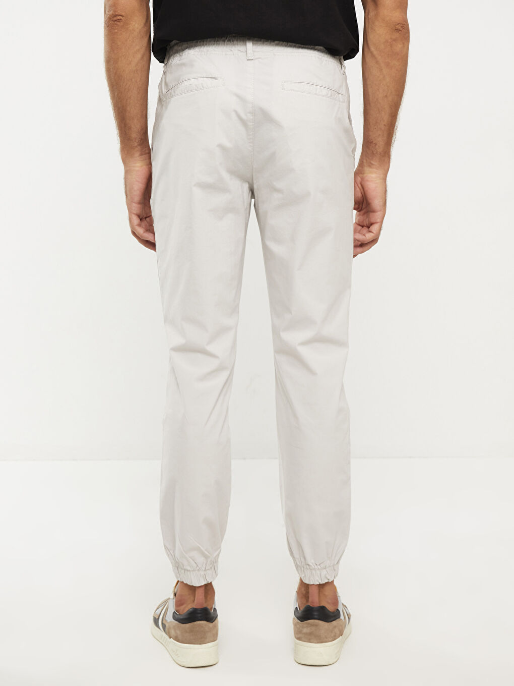 Gri Dar Kalıp Gabardin Erkek Chino Pantolon-4