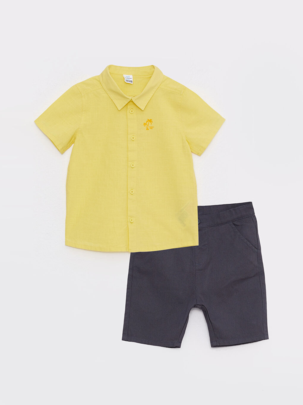 Short Sleeve Printed Baby Boy Shirt and Shorts 2-Piece Set