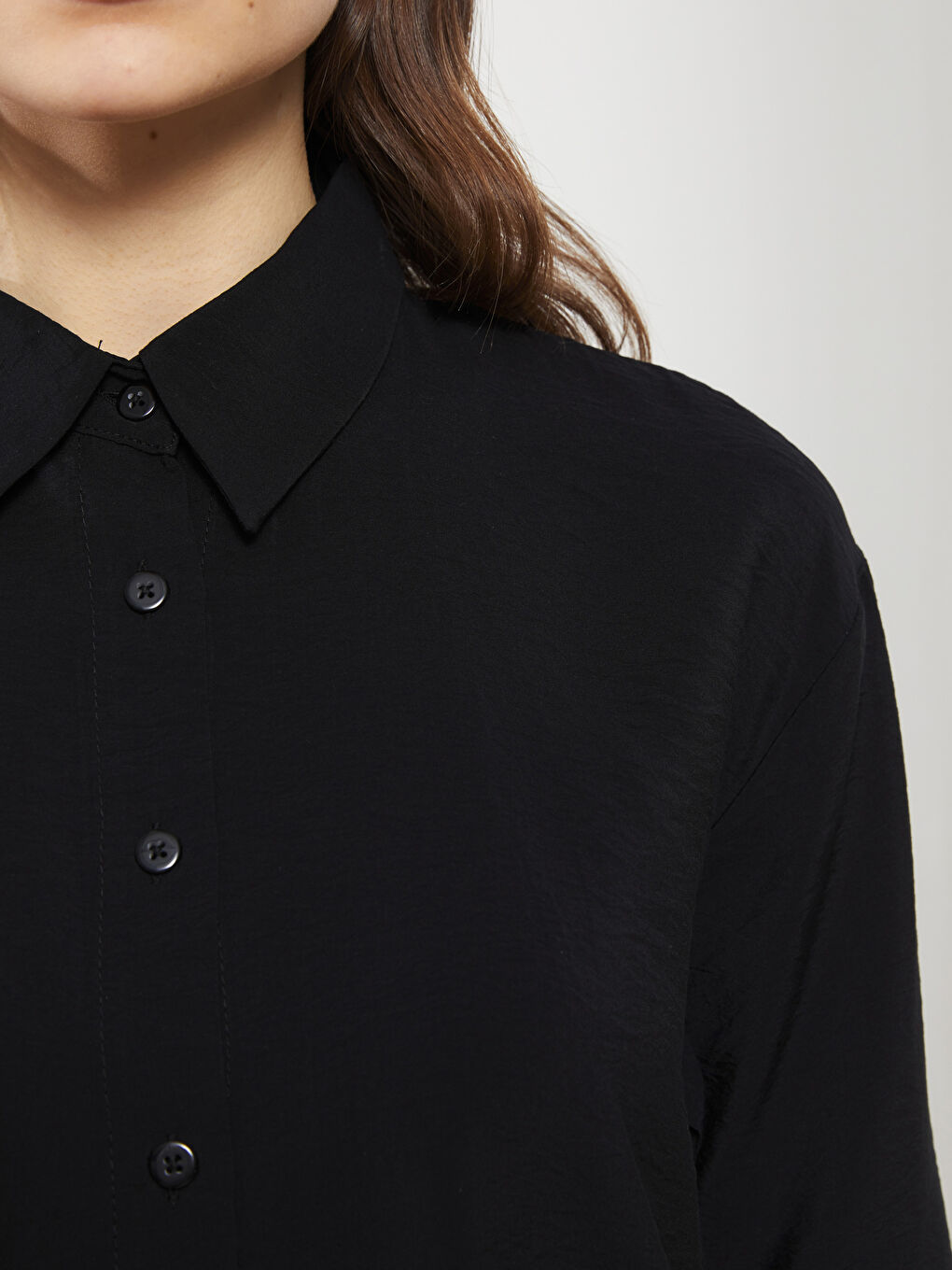 قميص تونيك للسيدات كم طويل سادة-3